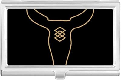 Bull Totem Geometry Pattern Business Card Holder Case Pocket Box Wallet