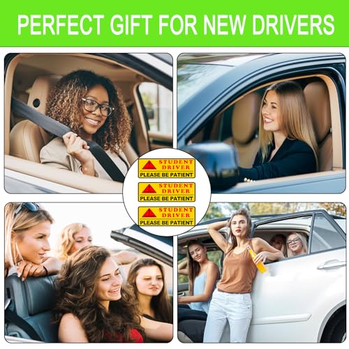 Image of 3 Pack Student Driver Magnet for Car, Magnetic Student Driver Sign for Vehicle, Reflective Warning Bumper Sticker Magnet Sign for New Driver, 10 inch x 4 inch (YELLOW)