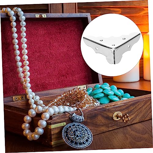 Garneck 4 Stück Metall Eckenschutz Und Kantenschutz in Silber - Dekorative Kantenabdeckung Für Möbel - Schmuckschatullen Und Gitarrenkoffer Schraubbar Und