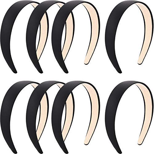8 Pieces Christmas Satin Headbands Anti-slip Ribbon Black Hair Bands for Women Girls Favors, 1 Inch Wide(Color Set 1)
