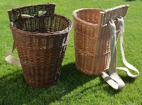 Rückentragekorb aus Weide – Handgeflochten & ergonomisch – Natur oder lackiert – 60x44x37 cm – Jutegurte – Holzkorb, Pilzkorb, Deko, Mittelalter, Garten WIKLER
