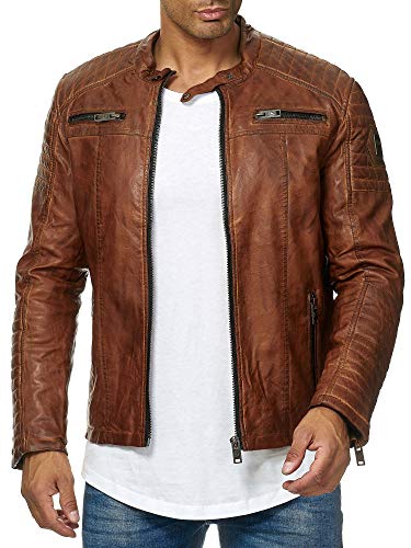 Redbridge Herren Jacke Übergangsjacke Biker Lederjacke Echtleder...
