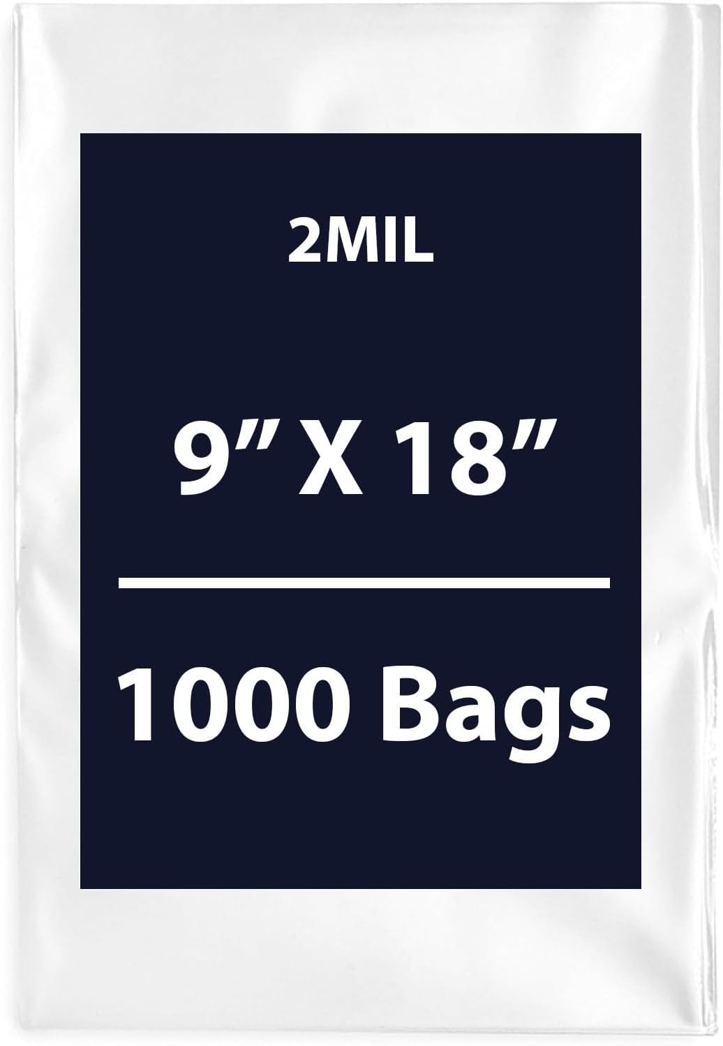 Clear Flat Poly Bags, 2Mil 9" X 18" & 1000 Bags | Low-Density Polyethylene (LDPE), Flat Open Top Plastic Packaging Packing | Flexible and Durable Plastic Bag