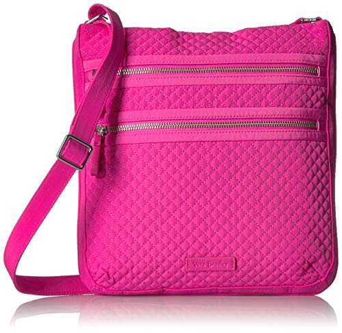 Vera Bradley Women's Microfiber Triple Zip Hipster Crossbody Purse, Rose Petal, One Size