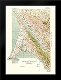 USGS 19x24 Black Modern Framed Art Print Titled Point Reyes California Quad - USGS 1940 Map