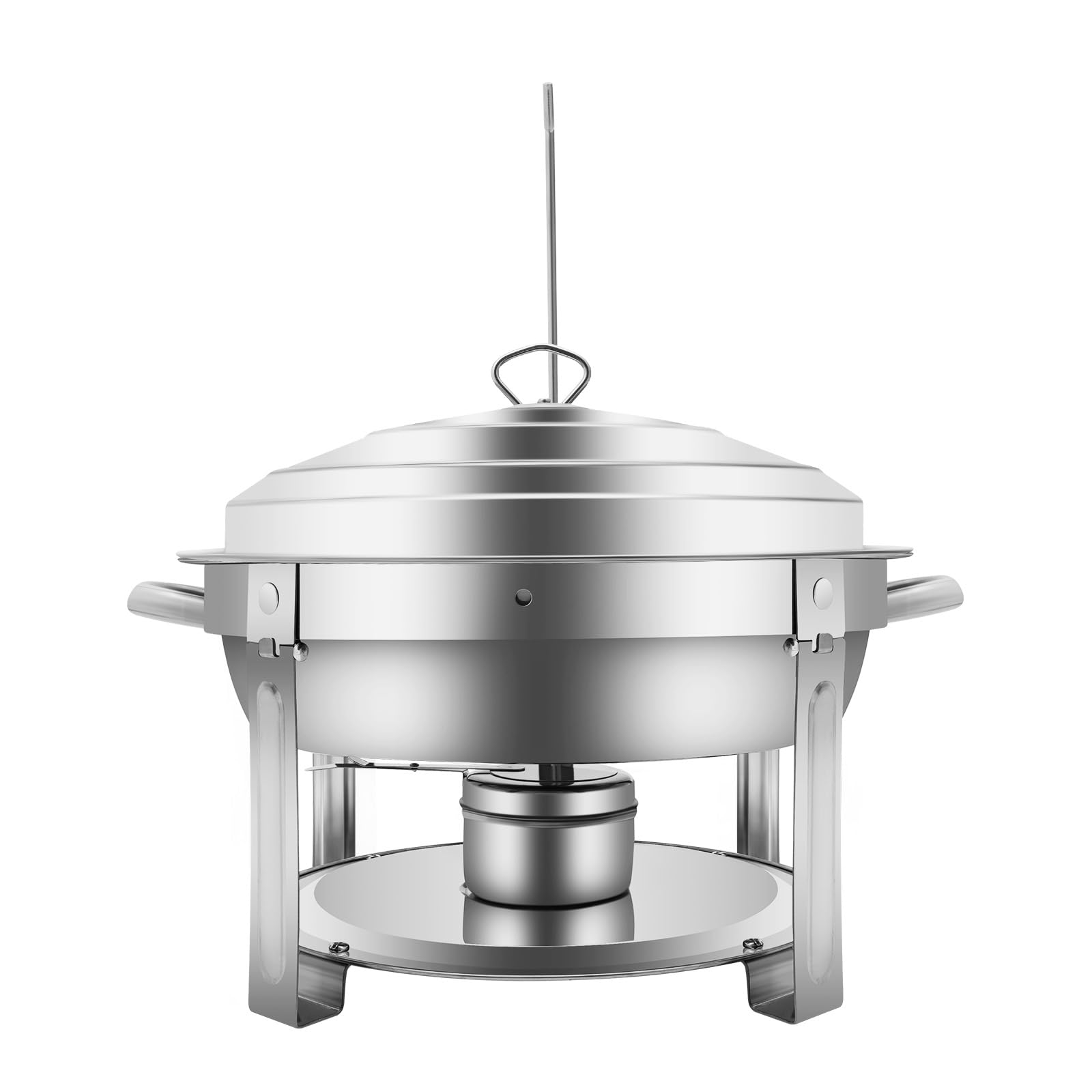7.5L Edelstahl Rund Chafing Dish, 44 x 26.4CM Speisenwärmer Warmhaltebehälter Wärmebehälter Buffet Behälter mit Brennstoffpastenbehälter Deckel für Catering Hotels Buffets Party Hochzeit