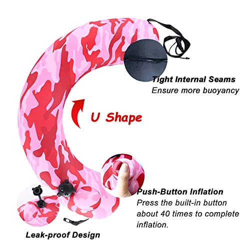 Inflatable Swim Trainer For Kids Adults: Gemgo Portable Swim Floating Belt Built-In Pump - Multifunctional U Shaped Travel Neck Waist Pillow,Pool Floatation Swim Belt For Beginner (Red) #TOP2