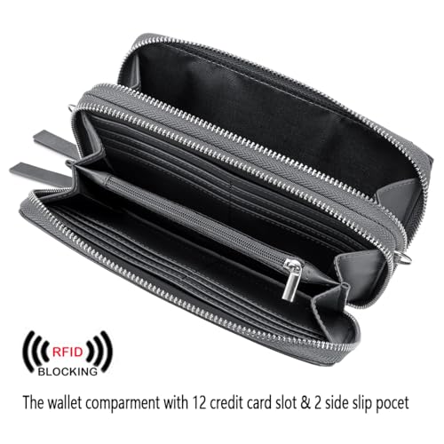 Image of Lanyani RFID Crossbody Wallet Wristlet Purse with Phone Pocket For Women Vegan Leather