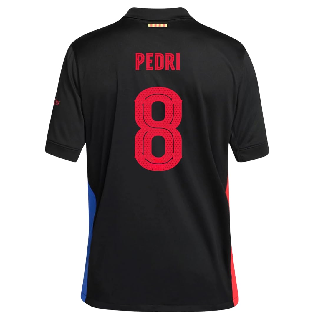 Pedri #8 Away Black Soccer Jersey for Men Fan Version (US, Alpha, Medium, Regular, Regular, Black)