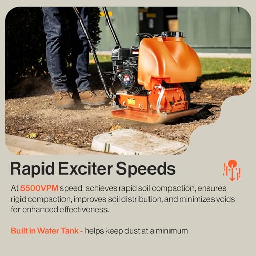 Image of SuperHandy Plate Compactor Heavy Duty 7HP 4200lbs Impact Force - w /Water Tank for Concrete and Dirt