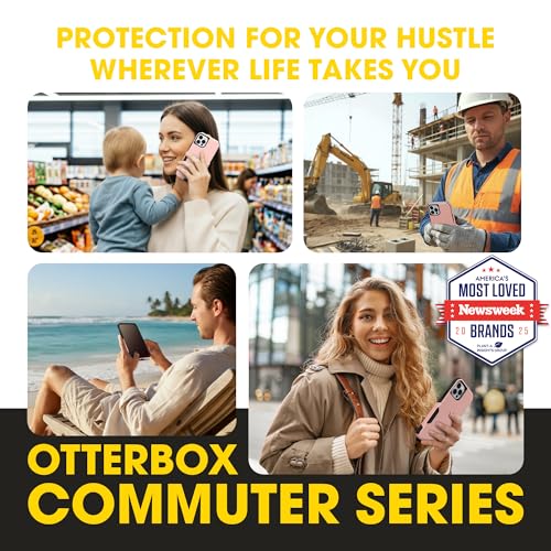 Image of OtterBox iPhone 12 & 12 Pro - Commuter Series Slim Case - Pink & Black | 3X Military Drop Protection - Dual-Layer Design - Pocket-Friendly - Raised Edges - Port Covers