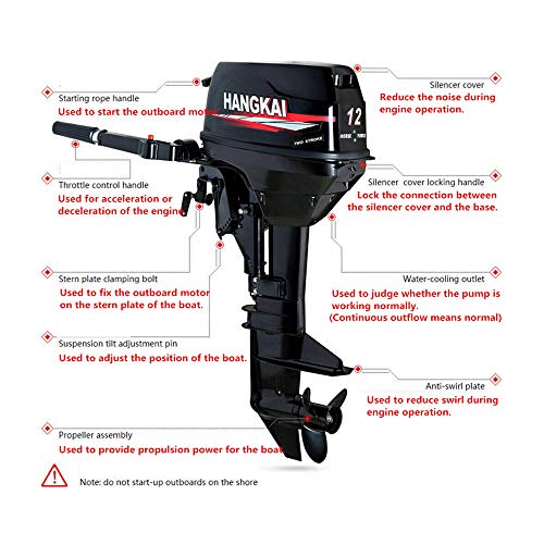 LianDu Outboard Motor Boat Engine 169CC 8.8KW 12HP Gasoline Outboard Motor Marine Inflatable Fishing Boat Engine Yacht Motor CDI Water Cooling System, 6.3 Gallon Fuel Tank