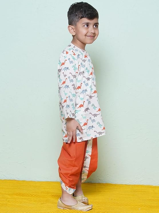 Image of AJ DEZINES Kids Ethnic Wear Pure Cotton Dhoti Kurta Set For Boys