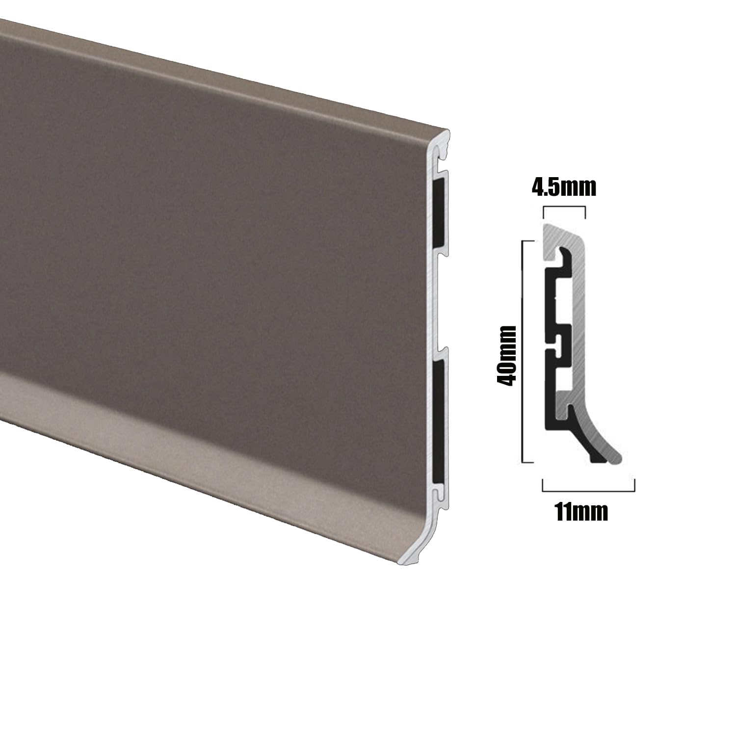 Aluminiowa listwa przypodłogowa, Aluminiowa listwa przypodłogowa o wysokości 4 cm i długości 1 m, wielokolorowa, w wielu rozmiarach(Brown,4cmx10psc)