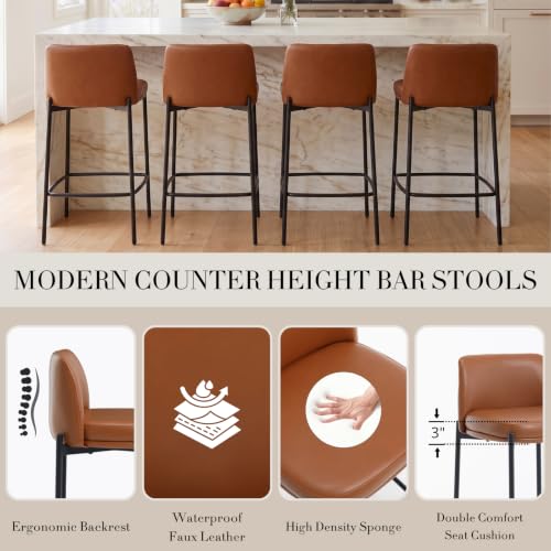 Image of 26 Inch Counter Height Bar Stools Set of 3, Modern Barstools, Brown