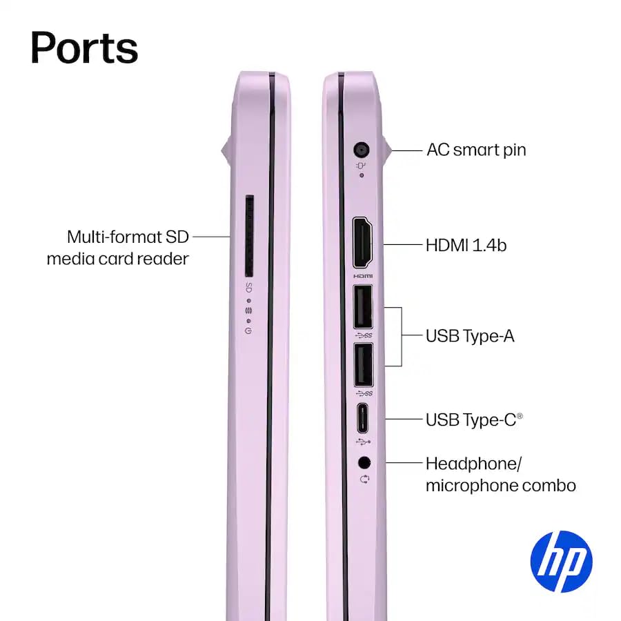 Image of HP 14 inch Laptop Computer, Intel N150 Processor, 4GB RAM, 128GB UFS, Windows 11 with Microsoft Office 365, Intel Graphics, Honey Lavender