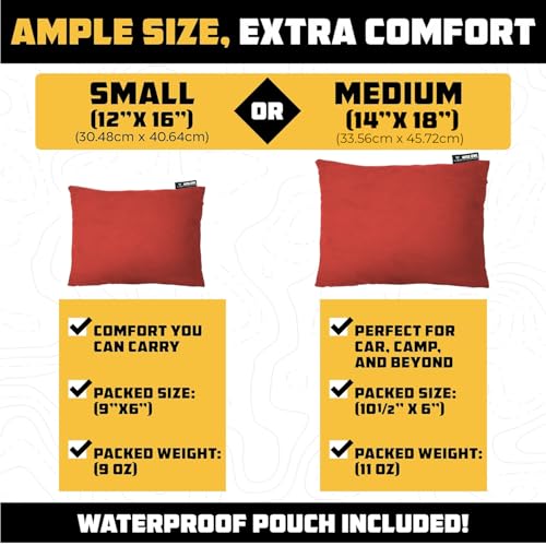 Image of Wise Owl Outfitters Camping Pillow - Memory Foam Travel Pillow for Airplane Sleeping, Hiking, Backpacking & Outdoor Use - Small & Portable for Adults, Car, Camp & Tent