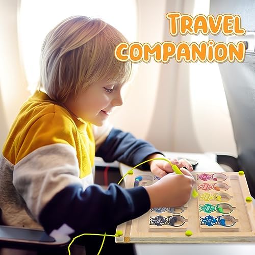 Montessori Toys for 3+ Year Old, Magnetic Color and Number Maze Counting Matching Games Wooden Magnet Board Puzzles Toddler Activities Fine Motor Skills Toys Travel Toys for Kids Ages 3-5 6 51tyAX6gpFL. AC