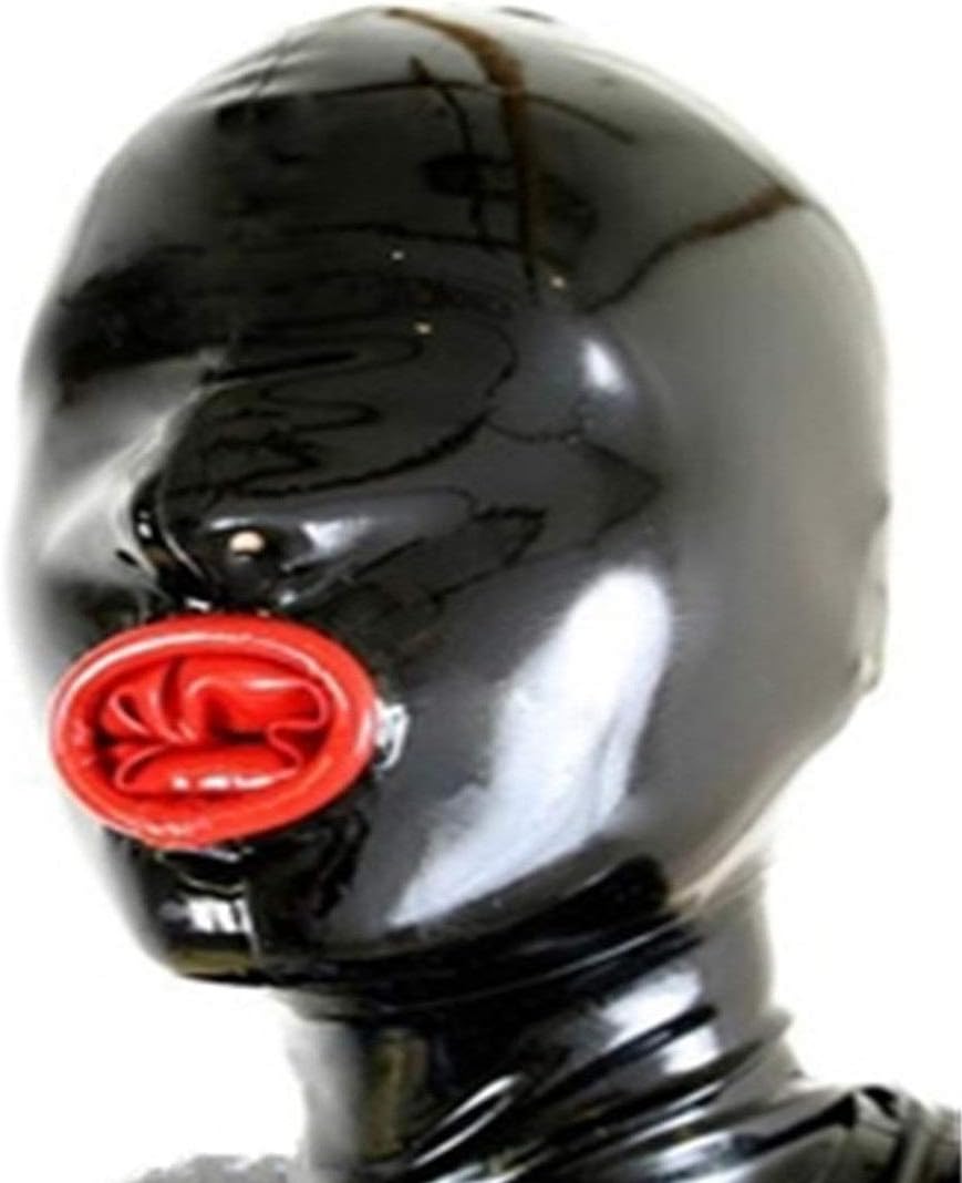 MFMYEE Bondage Latex Mask Rubber BDSM Mask Fetish Headgear Latex Cosplay Back Zipper