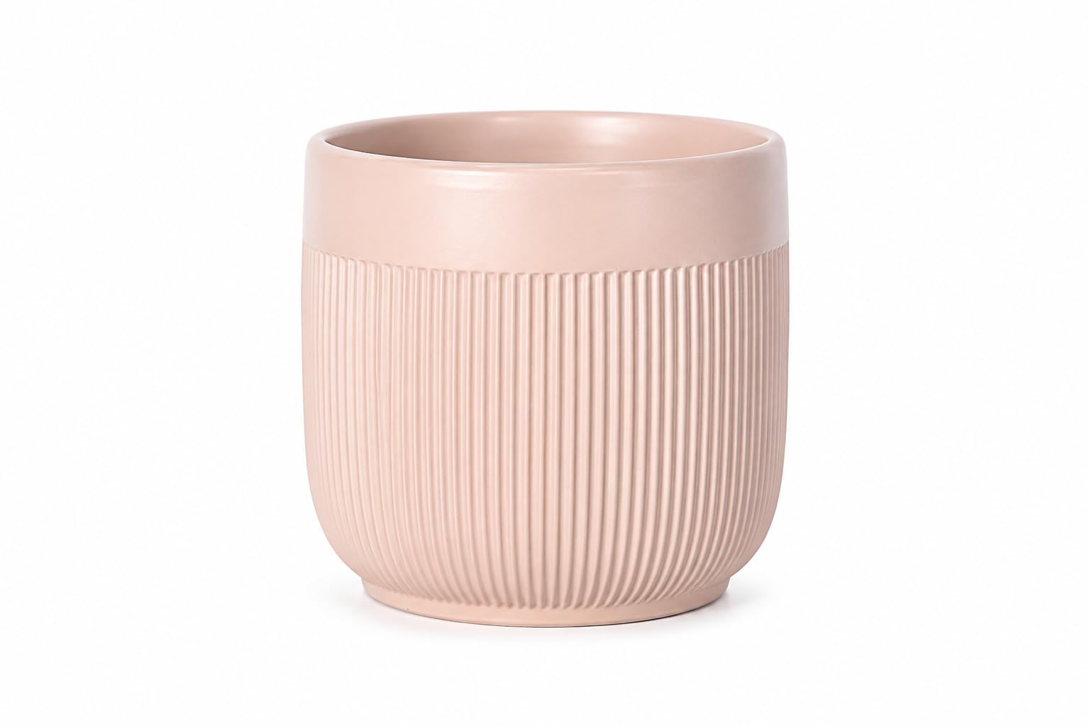 Ceramic Plant Pot | Modern Ribbed Indoor Flower Planter | Decorative Round Ceramic Planter for Succulents, Cactus, Bonsai & Small Houseplants | Home, Office, Balcony & Garden Décor, Pink-image-49