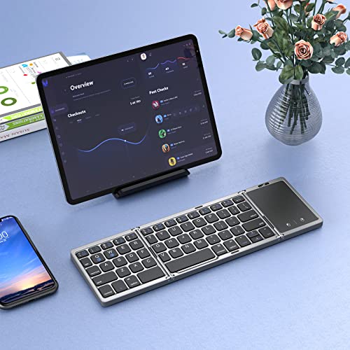 Seenda Foldable Bluetooth Keyboard With Touchpad - Multi Device Rechargeable Wireless Keyboard With Trackpad For Windows Ios Android Mac Smartphone Ipad Tablet Laptop Pc #TOP7
