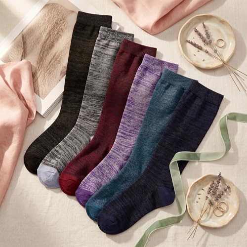 Image of Tipi Toe Women's Knee High Socks 6 Pack - Colorful Funky Patterned Long Socks, Soft & Comfortable Everyday Wear