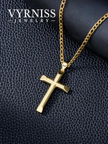 18K Gold Cross Necklace for Men Gold Cross Pendant Minimalist Cross Christian Jewelry Religious Gift4