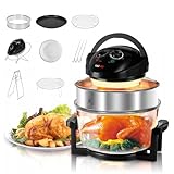 Pro 8in1 Convection Countertop Toaster Oven - Healthy Kitchen Glass Air Fryer Roaster Oven, Bake, Grill, Steam Broil, & Roast - Includes Glass Bowl, Broil Rack, & Toasting Rack - 18 Quart Capacity