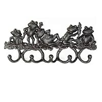 NEWCIX Cast Iron Wall Hangers With 5 Hooks, Cute Frog Hangers, Indoor And Outdoor Wall Decoration, Perfect For Hand Tools, Flower Pots, Coats, Hats, Keys