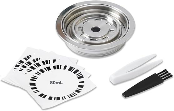 Reusable Coffee Capsule Adapter, 80mL Stainless Steel Coffee Pod Adapter Coffee Pod Converter with 4 Stickers Compatible with Ve-tuo Next/Ve-tuo POP/Ve-tuolline GCA1/De-longhi ENV135