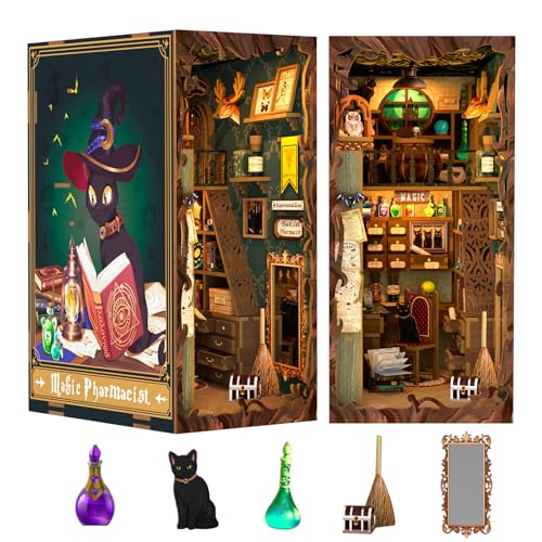 Fsolis Book Nook Kit, DIY Miniature Dollhouse Kit, 3D Wooden Puzzle for Adults, 282 Pieces...