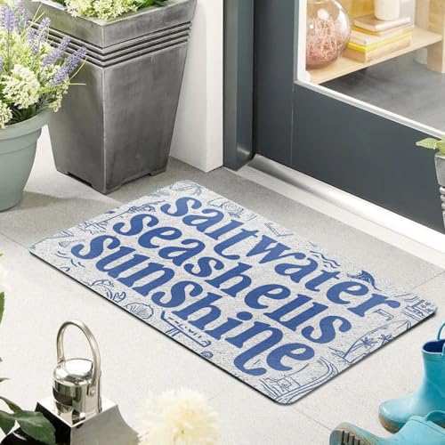 Evcprz Beach Door Mat, Saltwater Seashells Sunshine Welcome Mats for Front Door, Coastal Nautical Beachy Doormat for Porch Outdoor Indoor Entrance, Ocean Bath Rug for Bathroom, 17x30 Inch - Image 6