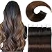 VINBAO Black Trend To Chocolate Brown 50g 20Pcs 18 inch Tape In Hair Extensions Human Hair Soft Thick End Tangle Tape Durable Silky Straight Balayage Hair Extensions (18inch, #1BT4)