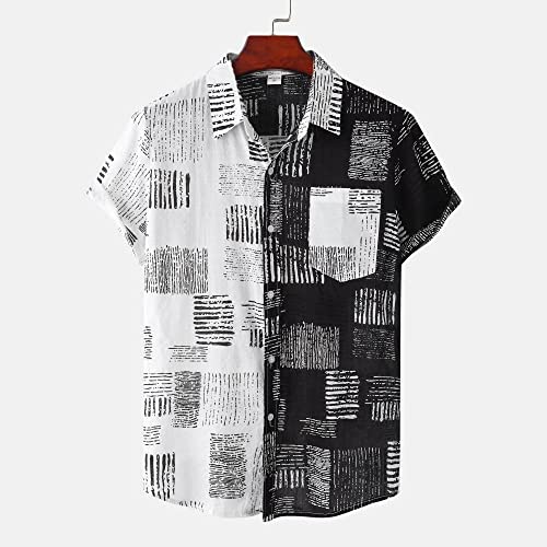 Chemise hawaïenne vintage homme en noir et blanc pour look été décontracté