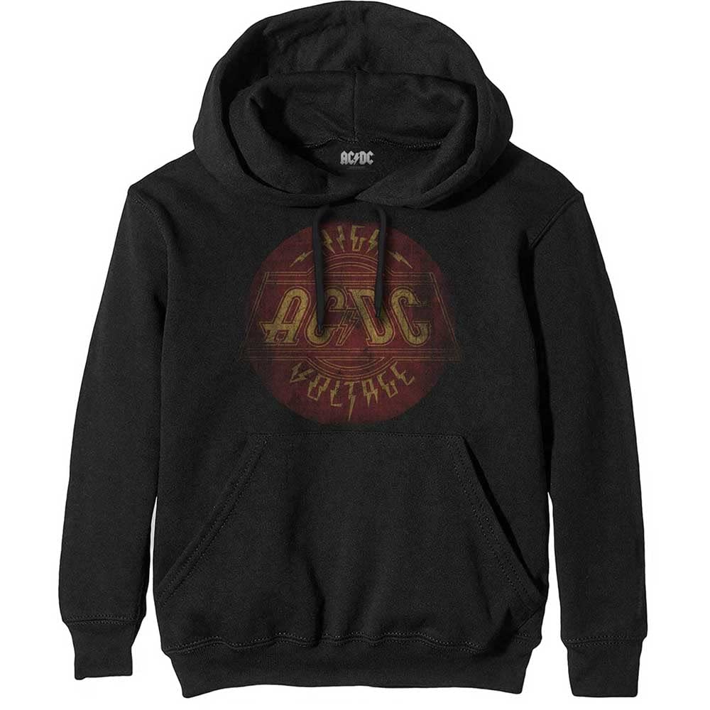 ACDC Men's AC/DC Vintage High Voltage Pullover Regular Fit Crew Neck Long Sleeve Hoodie, Black (Black Black), XX-Large (Manufacturer Size:XX-Large)