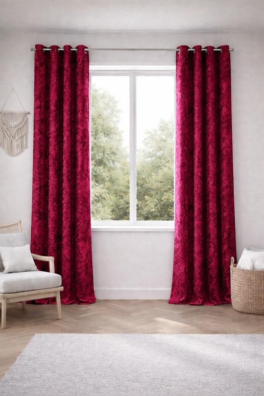 Image of Maroon Velvet Blackout Curtain for Door & Window, 10 Feet Long, 70% Room Darkening, Thermal Insulated Heavy Drape, Soft Velvet Fabric, Set of 1 (304 * 121cm, Maroon)