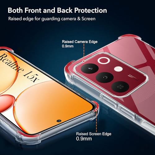 Image of Jkobi Shockproof Crystal-Clear Back Cover for Realme 15X (Anti Yellow Case | Drop & Camera Protection | Hard Polycarbonate)