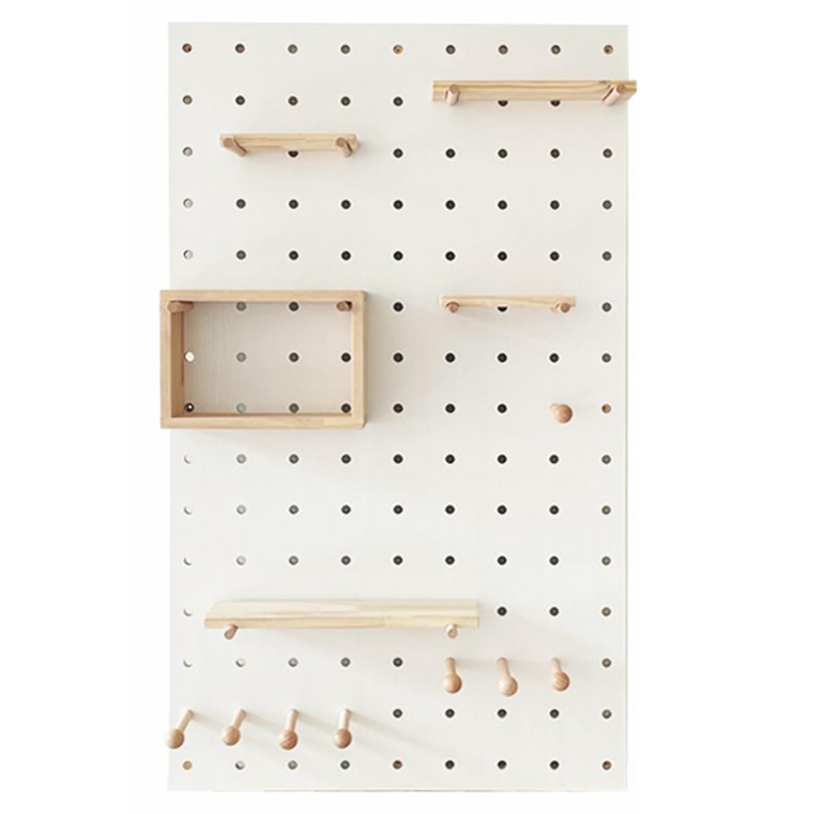 Stecktafel-Paneele, hölzerne Stecktafel-Wandpaneele, Stecktafel-Werkzeugaufbewahrungs-Wandorganisator, Heimwerker-, Garagen-, Küchen-, Werkbank-Stecktafelregale, Einzelhandel, Grau - 40 x 50 cm (Weiß