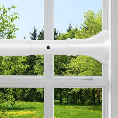 Barra de Cortina Extensible 360-450cm 410-490cm, barra telescópica diámetro de Φ32 mm, barra para ropa de acero inoxidable para Armario de Dormitorio Ventana de Balcón(Blanco,410-490cm)