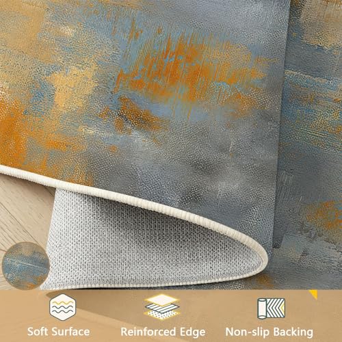 Alfombra de 160 x 230 cm abstracta y lavable para comedor moderno 6