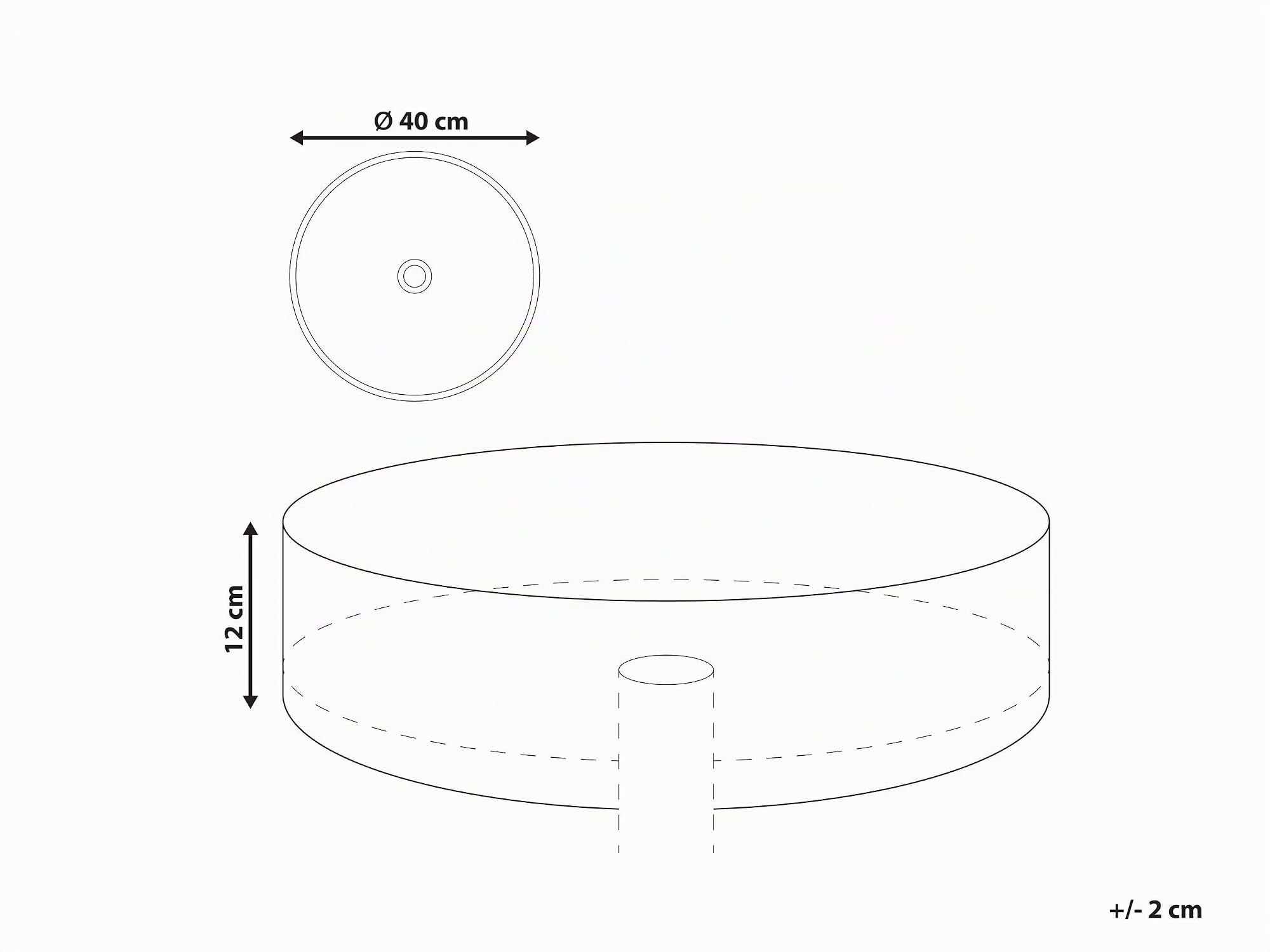 Lavabo de encimera baño cerámica efecto terrazo redondo blanco 40 cm Nules