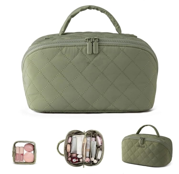 Trousse de maquillage plate ouverte à 180° grand format lot de 2 pour voyage femme