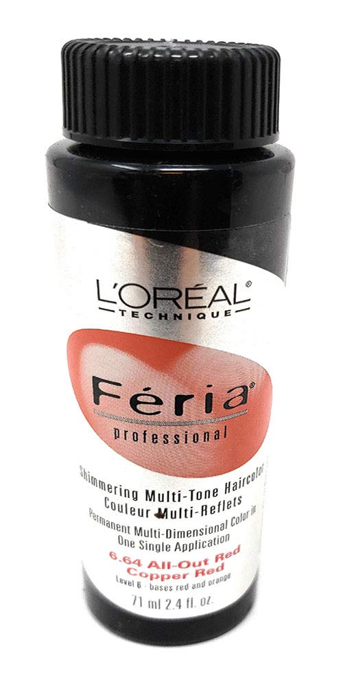 Loreal Feria Color #6.64 2.4oz All-Out Red Copper Red