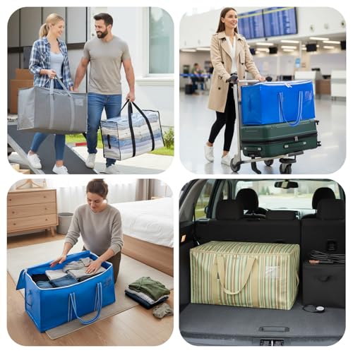 Image of BALEINE 8-Pack Oversized Moving Bags with Reinforced Handles, Heavy-Duty Storage Tote for Clothes, Moving Supplies (Royal Blue, 8-Pack)