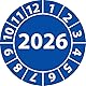 Jahresprüfplakette 2026, Vinylfolie, selbstklebend, Prüfaufkleber, Jahresplakette für das Jahr 2026 (30 mm Ø, Blau, 100)