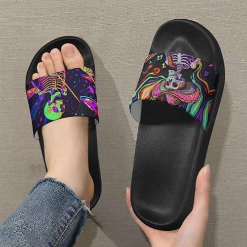 Skull Rose Sandals for Women Gothic Slippers Open Toe Slides Beach Shower Flip-Flops EVA Sole Lightweight4