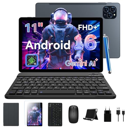 Zenva The World's First Android 16 Tablet,11 Inch Tablet with Pen and Keyboard Kits,Gemeni AI Android Tablets,24GB RAM 128GB ROM /2TB TF,T7250 CPU, 8000mAh Fast Charging, Widevine L1-4 Year Warranty
