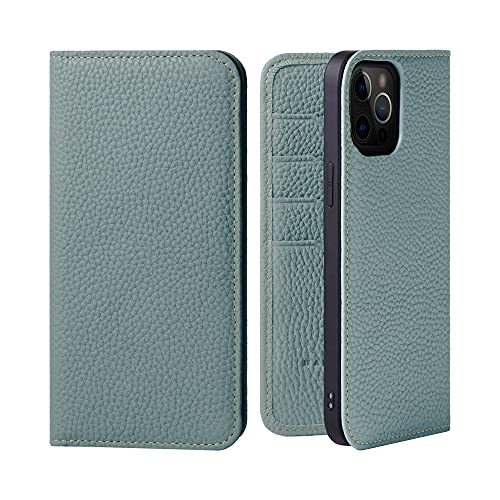 HANATORA iPhone12ProMax ケース 手帳型 本革 スマホケース スマホ スタンド コードホルダー 付き シュリンクカーフレザー ギフト マグネットなし アイシーブルー PH-12ProMax-IcyBlue ギフト 誕生日ギフト 女性