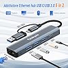Oblinple Hub USB 3.0 USB C Ethernet 5 in 2, Adattatore USB a Lan RJ45 1000Mbps con 3 Porte USB 3.0 e Tipo C, Multiporta Adapter Cavo Gigabit in Alluminio per Windows XP MAC Linux Chromebook MacBook