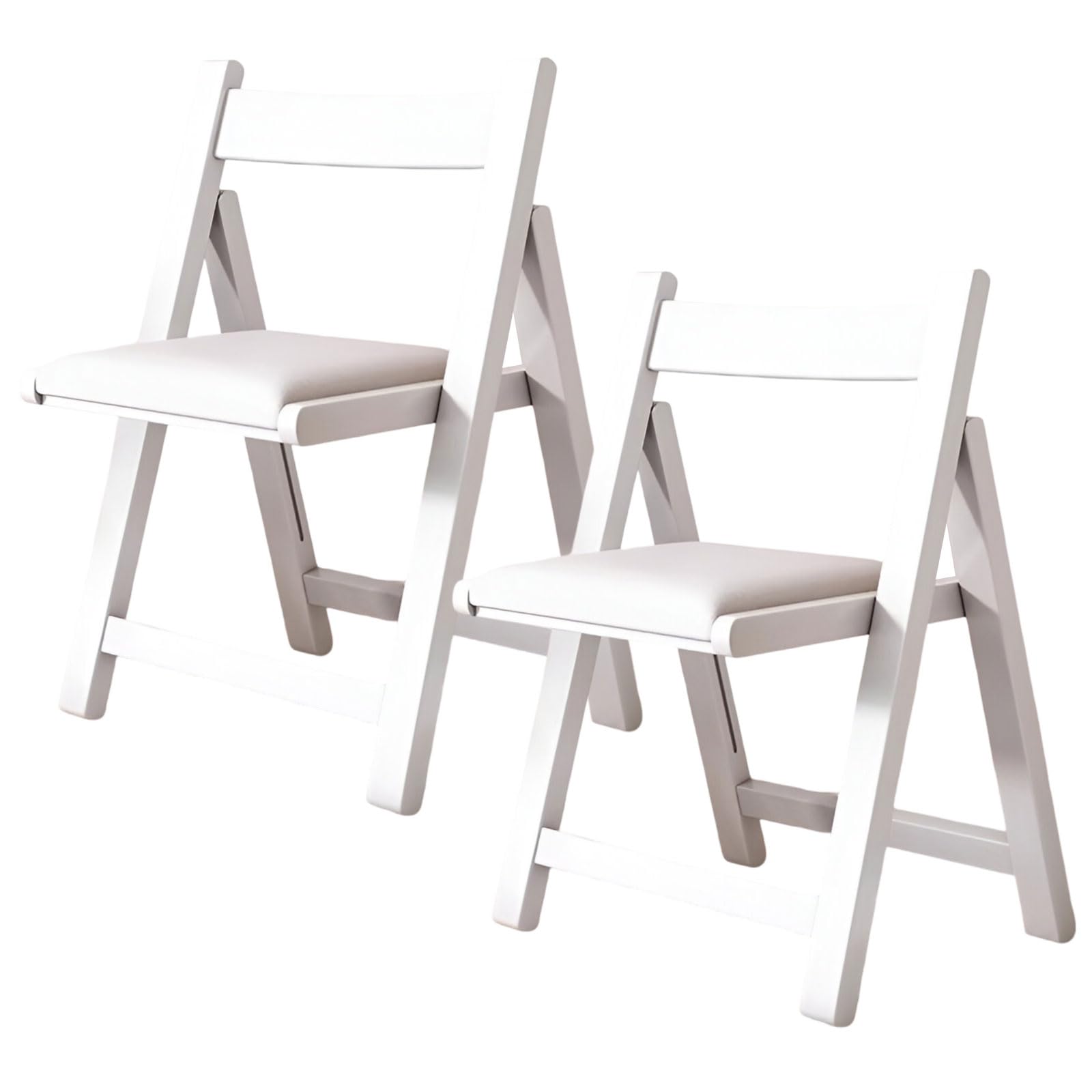 AIZYR Sillas Plegables Sillas Plegables De Madera con Cojín, Asientos Plegables Juego De 2 Sillas De Comedor para Cenas, Fiestas, Bodas, Picnics,Blanca